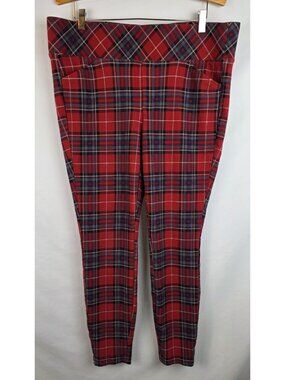 Torrid Pixie Pants Size 2X 2T Red Plaid Pull On Leggings Ankle Pants